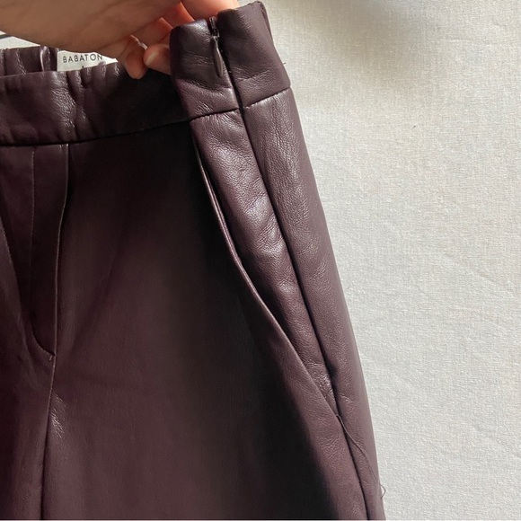 Babaton Aritzia Conan vegan faux leather burgundy trouser pants Sz 2 - Picture 8 of 14